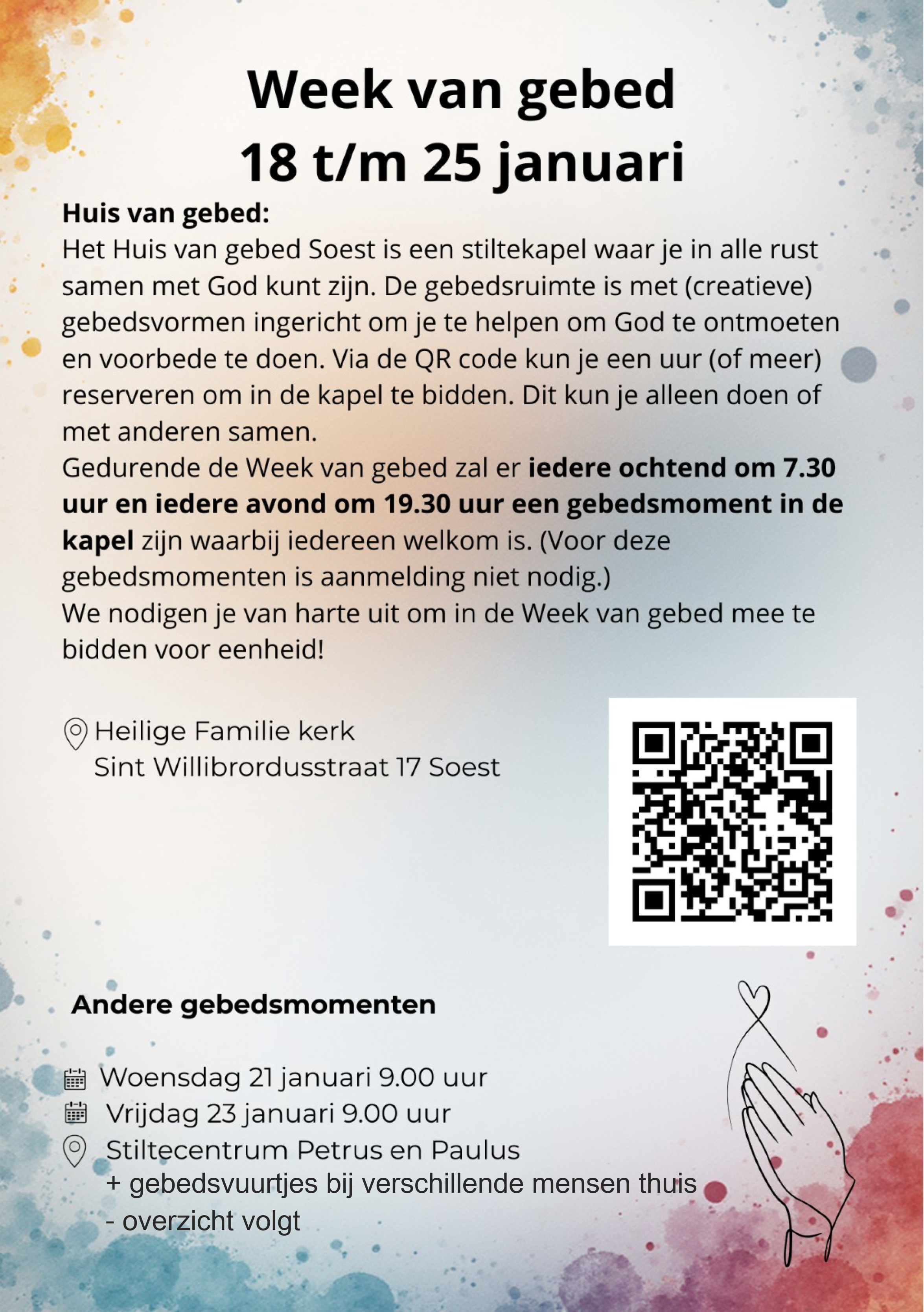 Gebedsmoment Week van gebed 2026 @ Heilige Familiekerk | Soest | Utrecht | Nederland